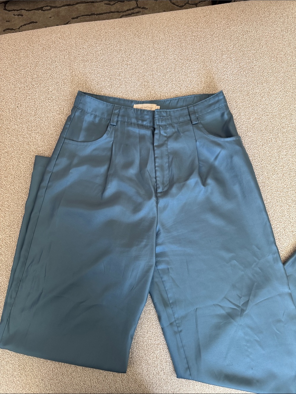 Women's Wide Leg Satin Pants in Teal